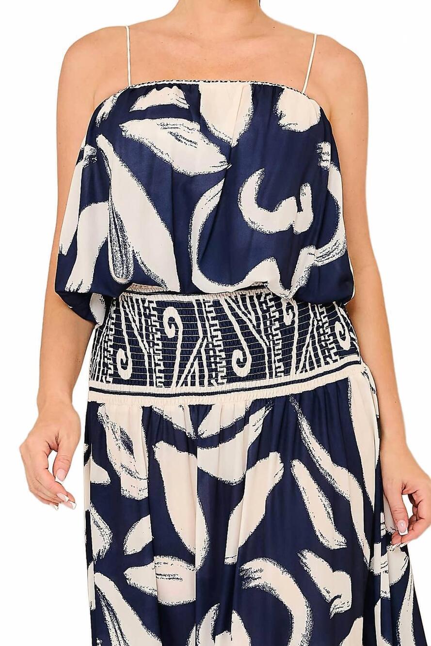NEW HER BOTARRI night garden top & skirt set in navy/cream - Picture 4 of 4